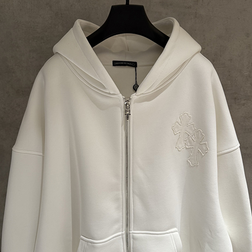 クロムハーツ 新作のフリース裏地付きジップアップスウェットシャツジャケット