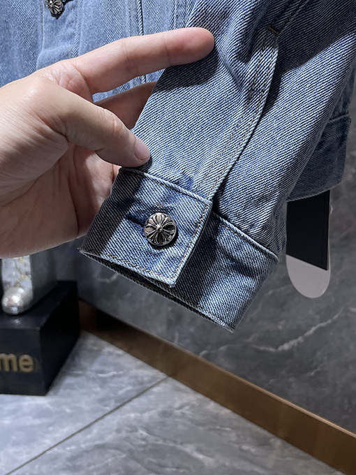 クロムハーツ パッチワークレザークロスレトロデニムジャケット