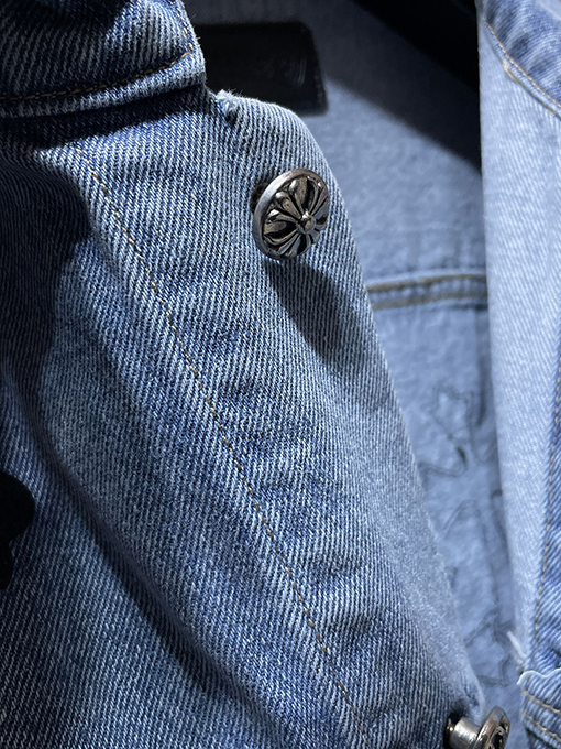 クロムハーツ パッチワークレザークロスレトロデニムジャケット