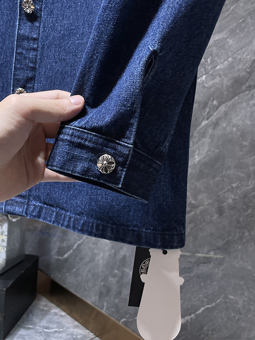 クロムハーツスーパーコピー クロス刺繍入りブルーウォッシュデニムシャツ