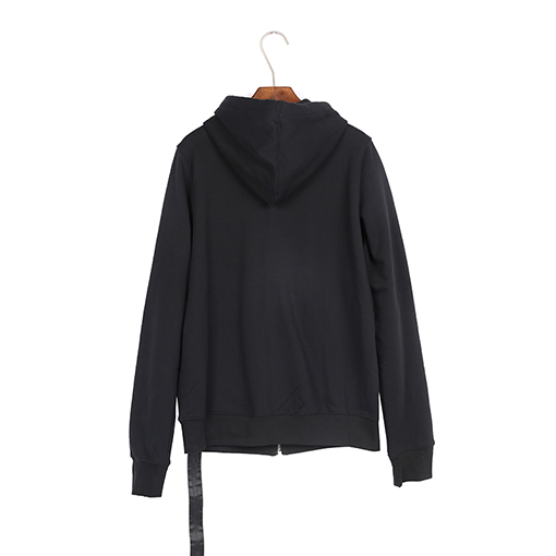 リックオウエンス フード付きパッチワークジップアップスウェットシャツ