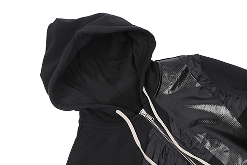 リックオウエンス フード付きパッチワークジップアップスウェットシャツ