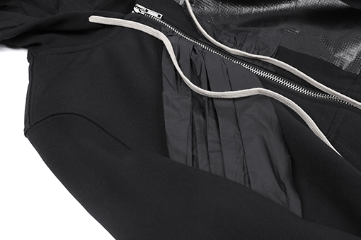 リックオウエンス フード付きパッチワークジップアップスウェットシャツ