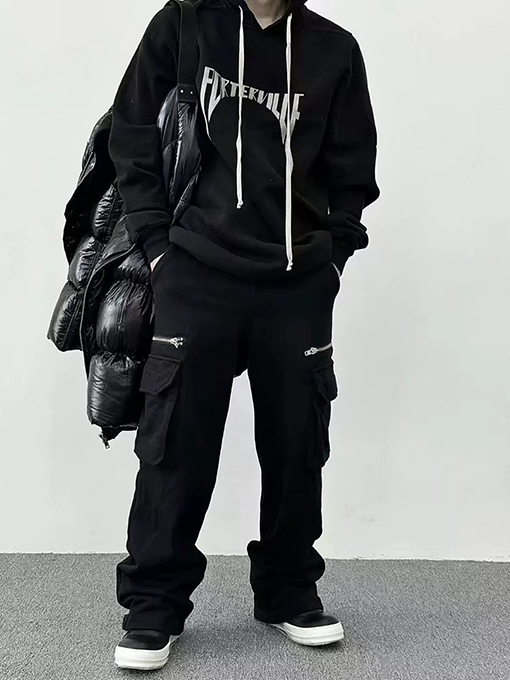 リックオウエンスコピー フード付き刺繍スウェットシャツ