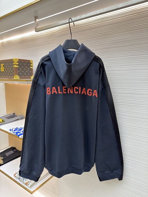 バレンシアガスーパーコピー Balenciaga 刺繍入りフード付きデニムジャケット