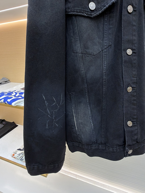 バレンシアガスーパーコピー Balenciaga 刺繍入りフード付きデニムジャケット