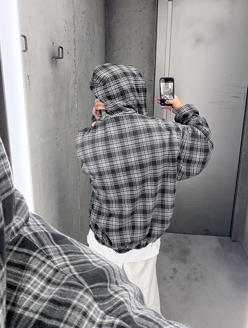 バレンシアガ Balenciaga チェック柄リバーシブル長袖ジップアップジャケット