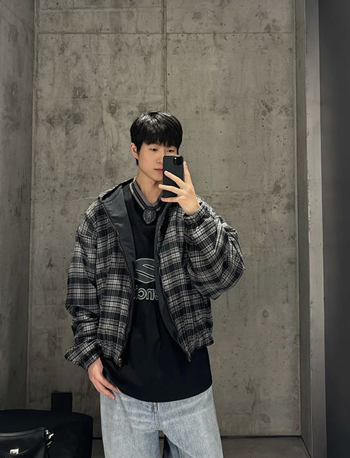 バレンシアガ Balenciaga チェック柄リバーシブル長袖ジップアップジャケット