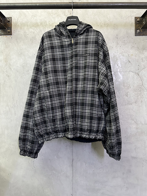 バレンシアガ Balenciaga チェック柄リバーシブル長袖ジップアップジャケット