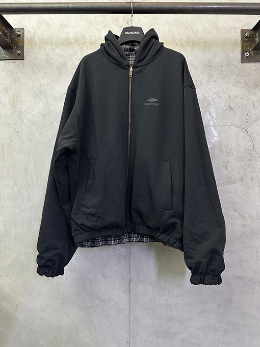 バレンシアガ Balenciaga チェック柄リバーシブル長袖ジップアップジャケット