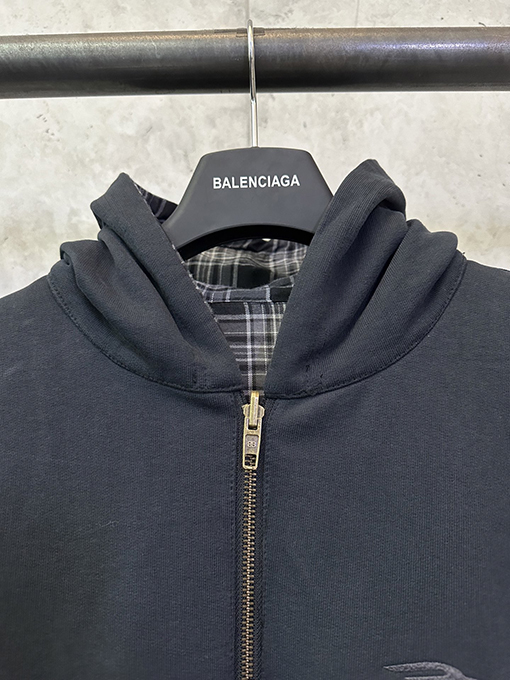バレンシアガ Balenciaga チェック柄リバーシブル長袖ジップアップジャケット