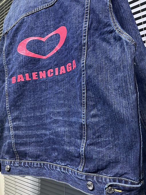 バレンシアガコピー Balenciaga 七夕限定刺繍ハート ルーズデニムジャケット