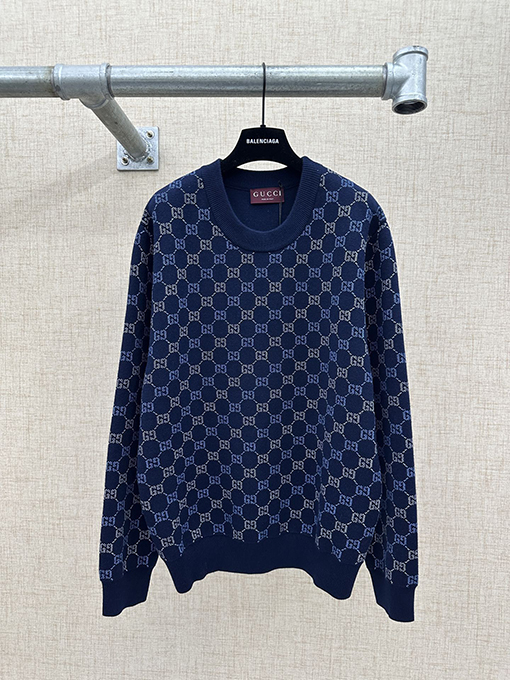 グッチコピー 両面ウール総柄ジャカードシリーズ クルーネック厚セーター