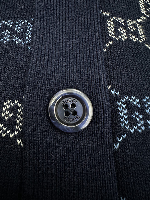 グッチ 両面ウールのジャカード織り厚カーディガン