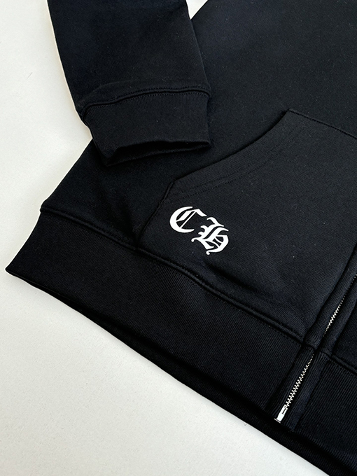 クロムハーツスーパーコピー ブラックスカル ジップアップ フード付きスウェットシャツ