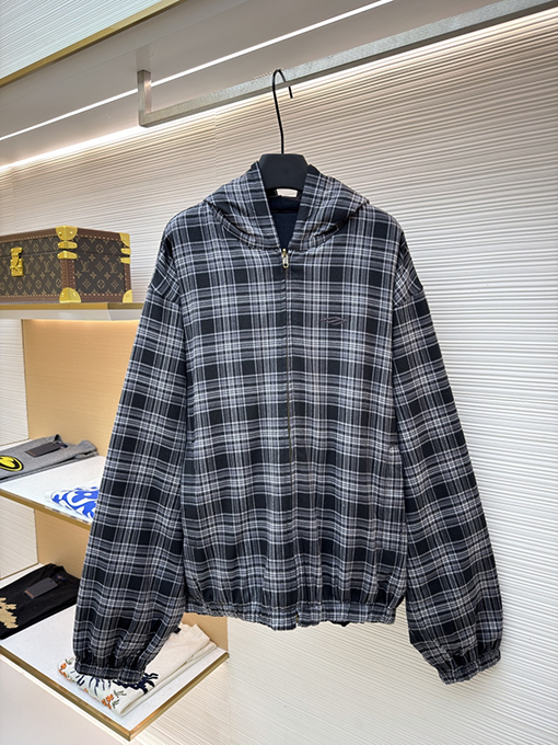 バレンシアガ Balenciaga 3M チェック柄刺繍リバーシブルジャケット