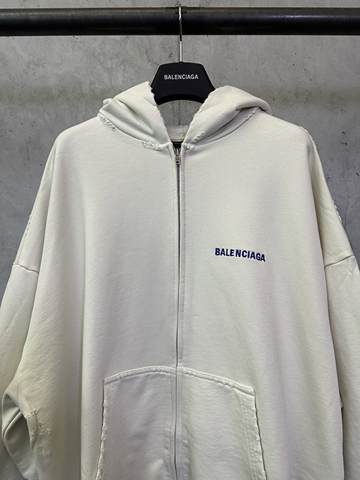 バレンシアガコピー Balenciaga オーキッド刺繍フード付きジップアップスウェットシャツジャケット