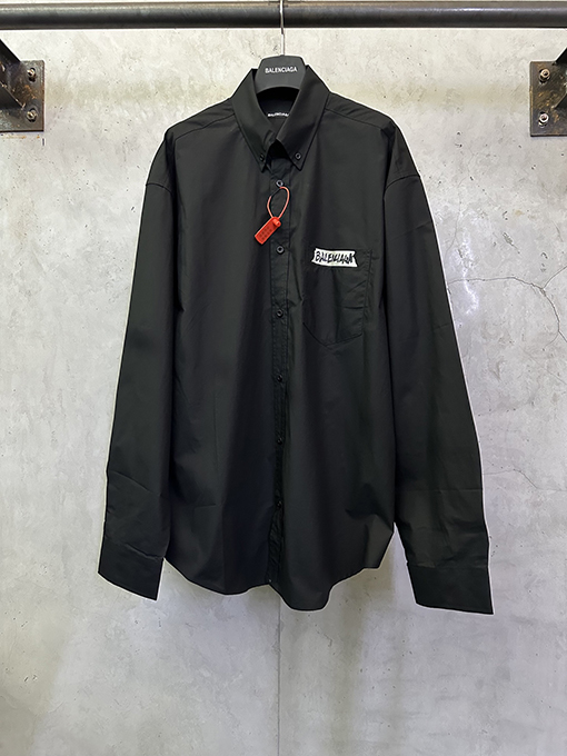 バレンシアガ Balenciaga ドミトリー25 ホワイトアクリルテープレタープリントシャツ