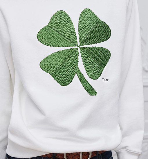 ディオールコピー 四つ葉の刺繍入りクルーネックスウェットシャツ