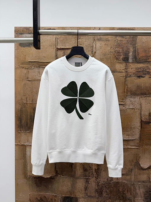 ディオールコピー 四つ葉の刺繍入りクルーネックスウェットシャツ