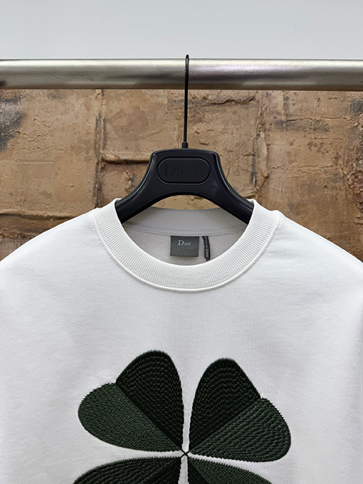 ディオールコピー 四つ葉の刺繍入りクルーネックスウェットシャツ