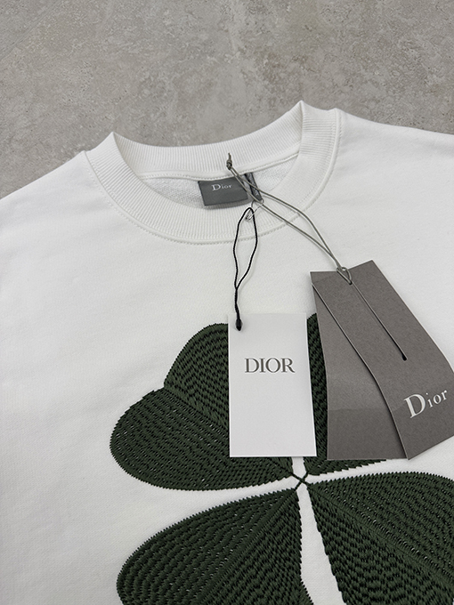 ディオールコピー 四つ葉の刺繍入りクルーネックスウェットシャツ