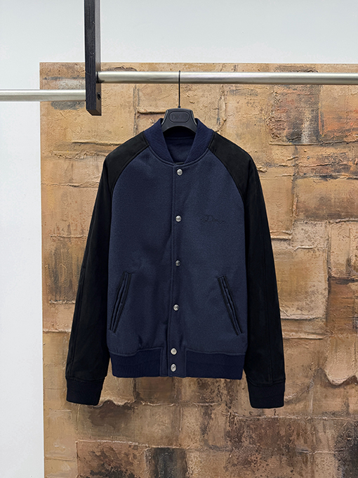 ディオール 文字ロゴの刺繍入りベースボールジャケット