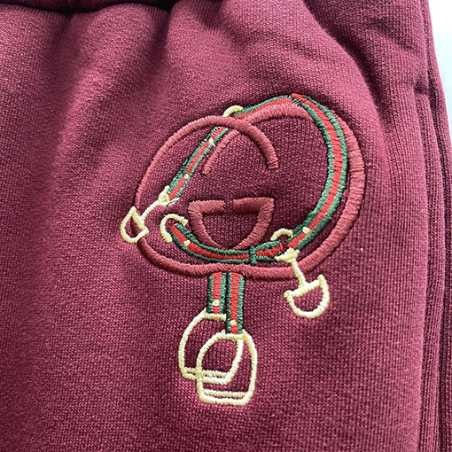 グッチ 刺繍入りニットコットンカジュアルパンツ