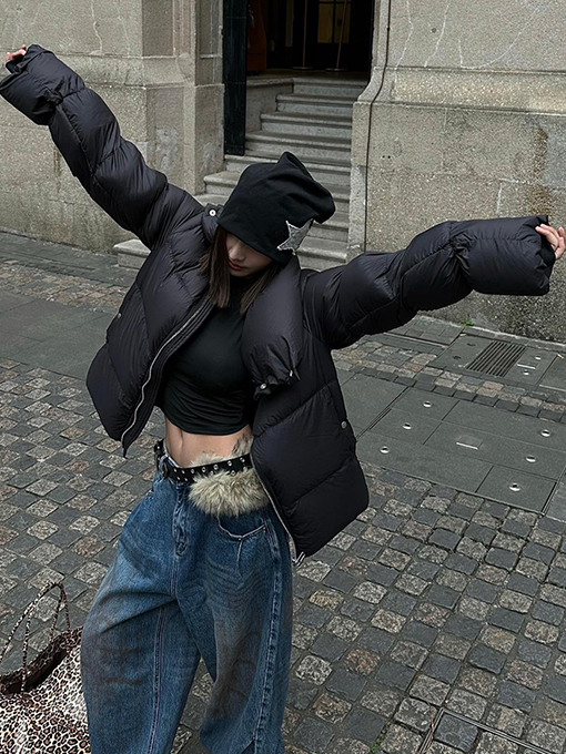 リックオウエンス 斜めジッパーダウンジャケット