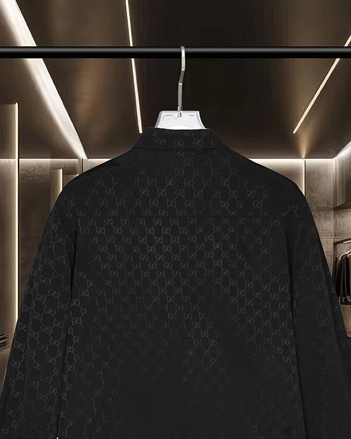 グッチ クラシックなダブルGバレットスクリーンオールオーバーロゴ長袖シャツ