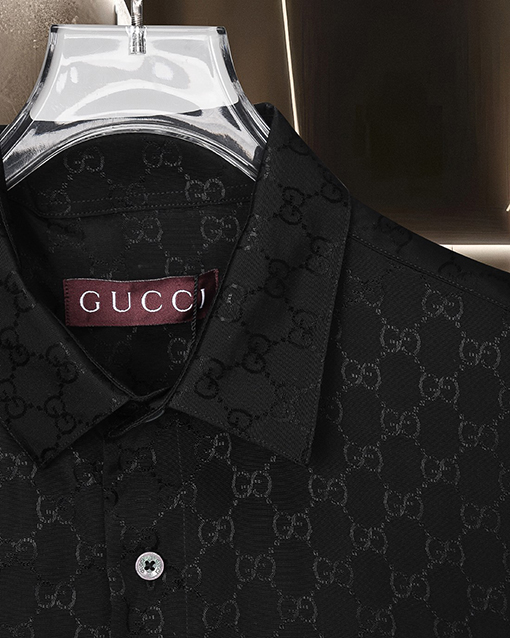 グッチ クラシックなダブルGバレットスクリーンオールオーバーロゴ長袖シャツ