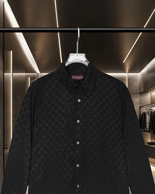 グッチ クラシックなダブルGバレットスクリーンオールオーバーロゴ長袖シャツ