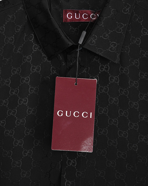 グッチ クラシックなダブルGバレットスクリーンオールオーバーロゴ長袖シャツ