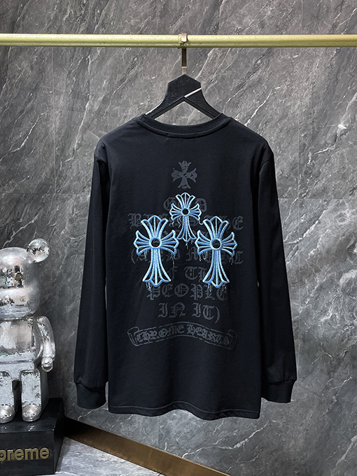 クロムハーツ ファッショナブルなヘビーデューティークロス刺繍長袖シャツ