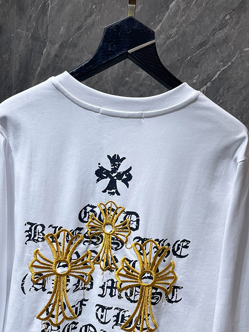 クロムハーツ ファッショナブルなヘビーデューティークロス刺繍長袖シャツ