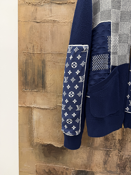 ルイヴィトンスーパーコピー ニットパッチワークジップアップカーディガン