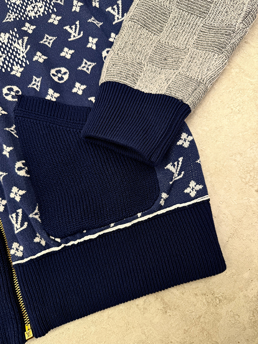 ルイヴィトンスーパーコピー ニットパッチワークジップアップカーディガン