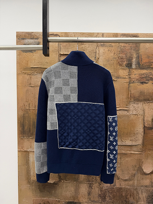 ルイヴィトンスーパーコピー ニットパッチワークジップアップカーディガン