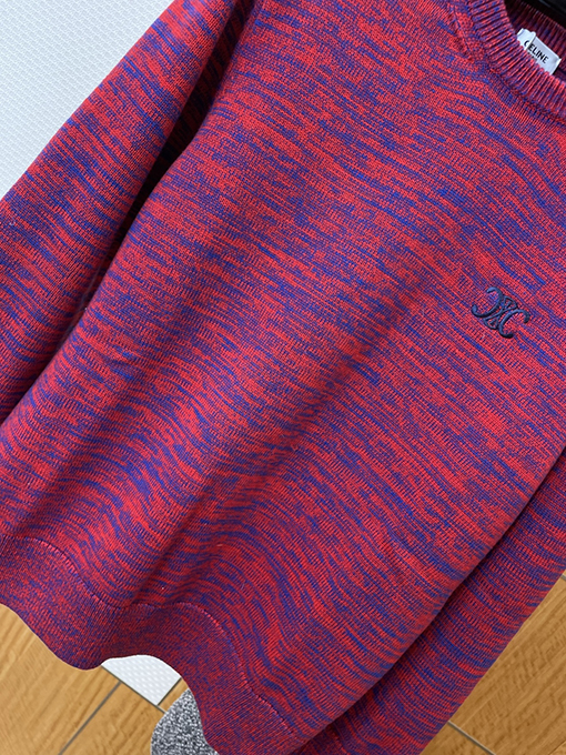 セリーヌ ミックスカラー織り刺繍クルーネックセーター