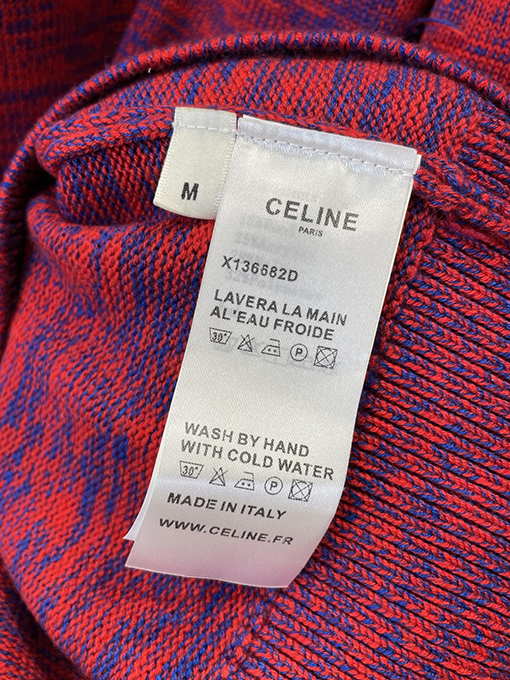 セリーヌ ミックスカラー織り刺繍クルーネックセーター