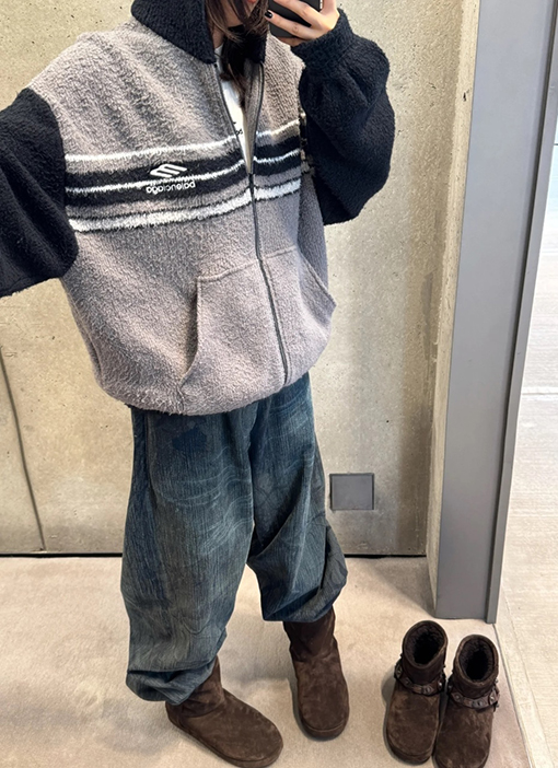 バレンシアガコピー BALENCIAGA カラーブロックフード付きニットカーディガン