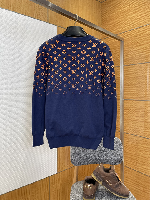 ルイヴィトン クラシックなグラデーションジャカードラウンドネックニットセーター
