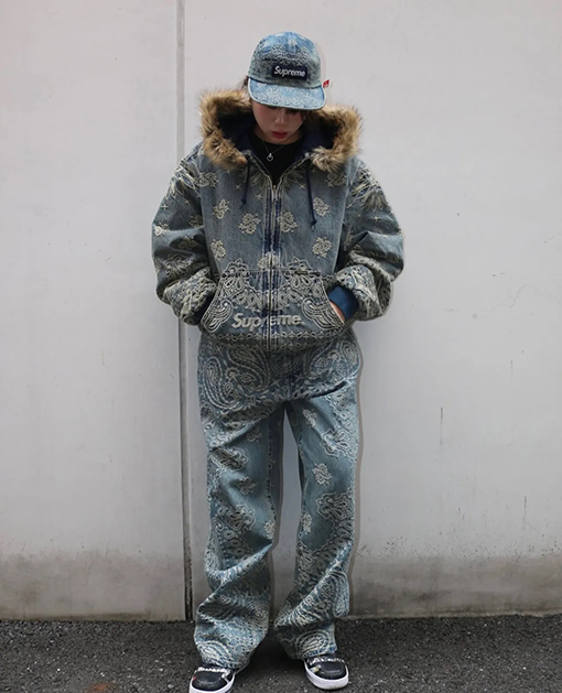 シュプリーム SUPREME BANDANA JACQUARD DENIM HOODED WORK JACKET ペイズリージャカードキルティングデニムジャケット