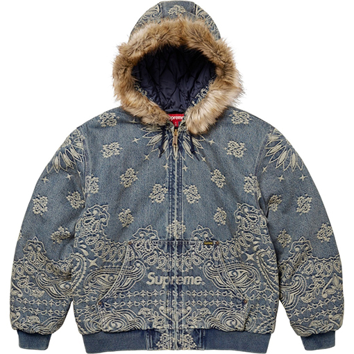 シュプリーム SUPREME BANDANA JACQUARD DENIM HOODED WORK JACKET ペイズリージャカードキルティングデニムジャケット