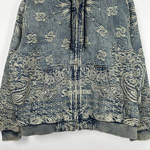 シュプリーム SUPREME BANDANA JACQUARD DENIM HOODED WORK JACKET ペイズリージャカードキルティングデニムジャケット