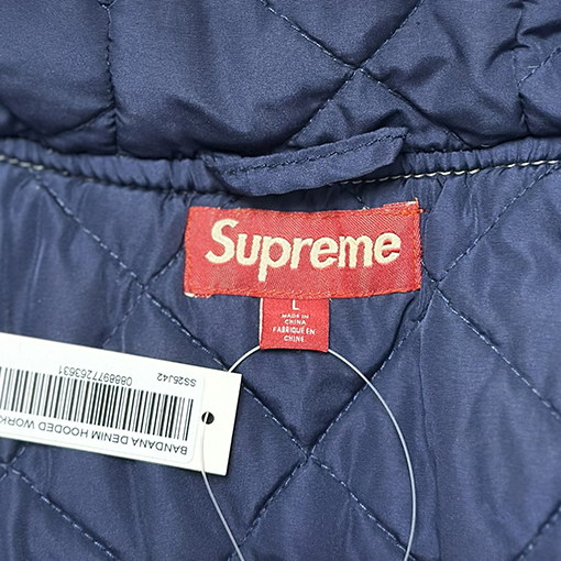 シュプリーム SUPREME BANDANA JACQUARD DENIM HOODED WORK JACKET ペイズリージャカードキルティングデニムジャケット