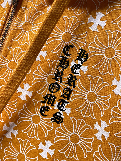 クロムハーツコピー 馬蹄のロゴ柄がったブルーのジップアップフード付きスウェットシャツ