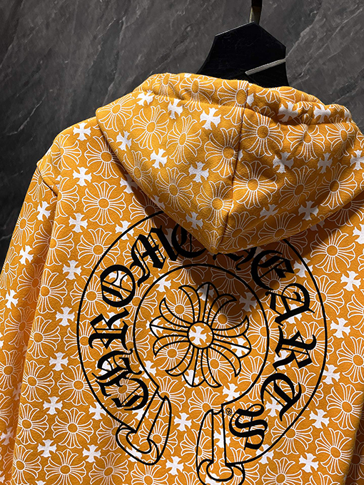 クロムハーツコピー 馬蹄のロゴ柄がったブルーのジップアップフード付きスウェットシャツ