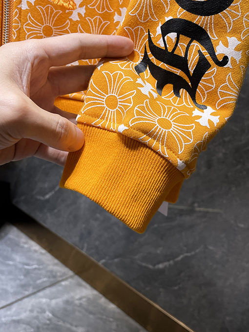 クロムハーツコピー 馬蹄のロゴ柄がったブルーのジップアップフード付きスウェットシャツ