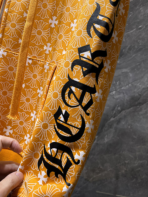 クロムハーツコピー 馬蹄のロゴ柄がったブルーのジップアップフード付きスウェットシャツ